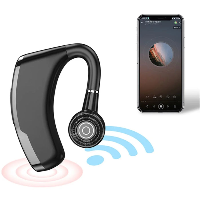 V10P Business Single Ear Wireless Bluetooth-compatible Earhook Headset Voice Prompt Hands-free Call Music Earphone - Black - 2