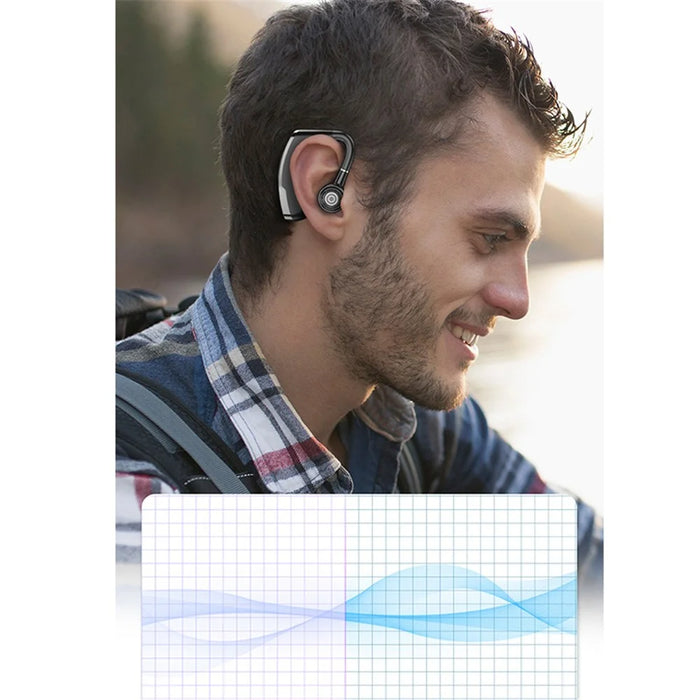 V10P Business Single Ear Wireless Bluetooth-compatible Earhook Headset Voice Prompt Hands-free Call Music Earphone - Black - 7