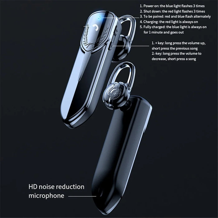 M81 Business Single Ear Wireless Bluetooth-compatible 5.2 Headset Hands-free Call Music Stereo Earphone - Black - 6
