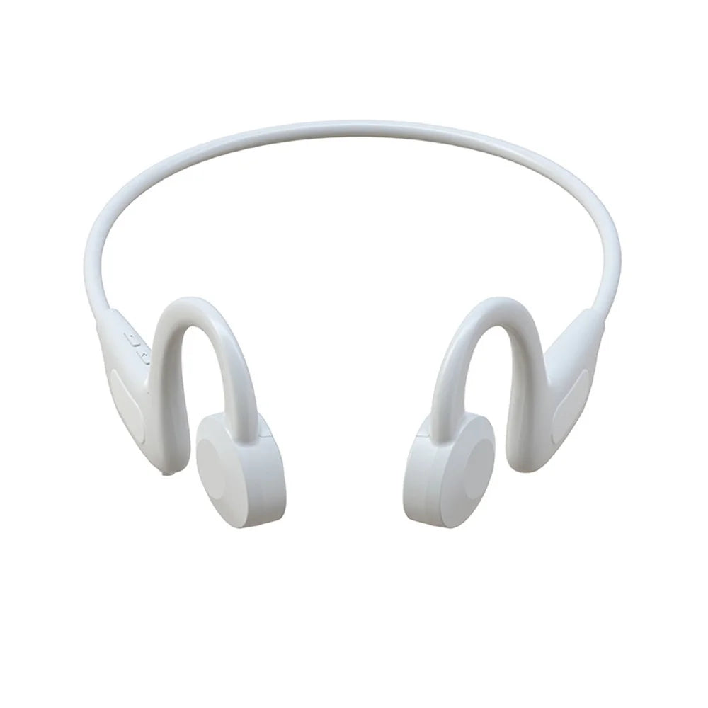 H801 Bone Conduction Headphone Bluetooth-compatible Neckband Calling Music Earphone Wireless Sports Stereo Headset Support TF Card - White - 1
