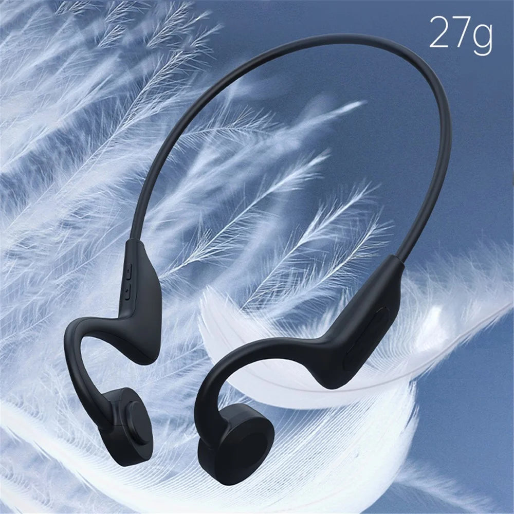 H801 Bone Conduction Headphone Bluetooth-compatible Neckband Calling Music Earphone Wireless Sports Stereo Headset Support TF Card - White - 6