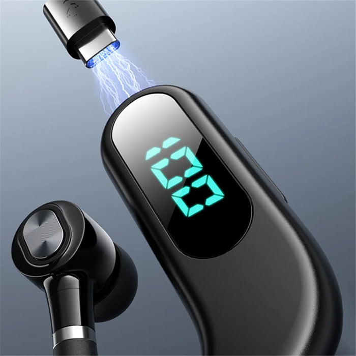 V13 Business Single Ear Earhook Wireless Bluetooth-compatible 5.2 Headset Hands-free Earphone with Smart Digital Display - Black - 3