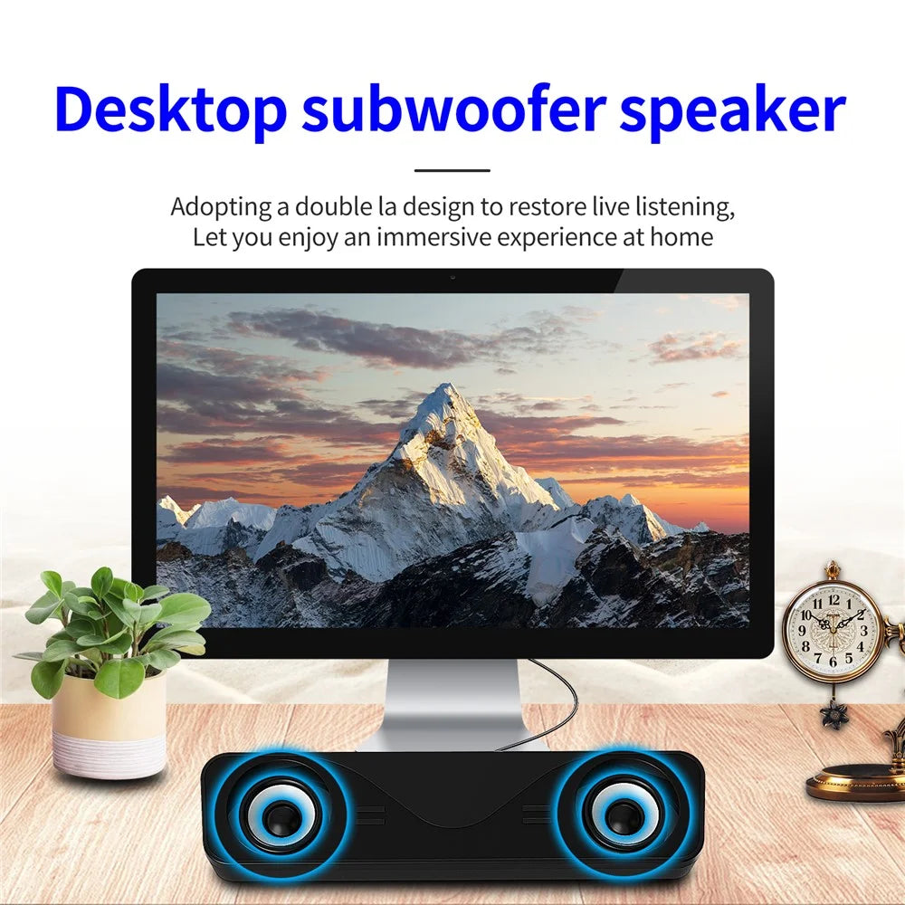 Y1 USB Wired Desktop Computer Speaker Stereo Bass Powerful Music Subwoofer - 2