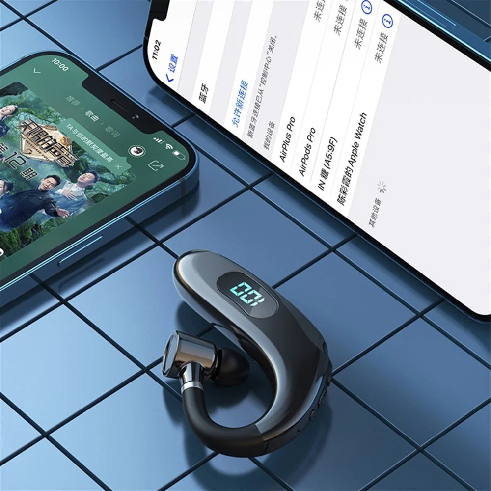 Q20 Wireless Bluetooth-compatible Headphones with LED Digital Display Single Ear Hook Earphones - White - 2