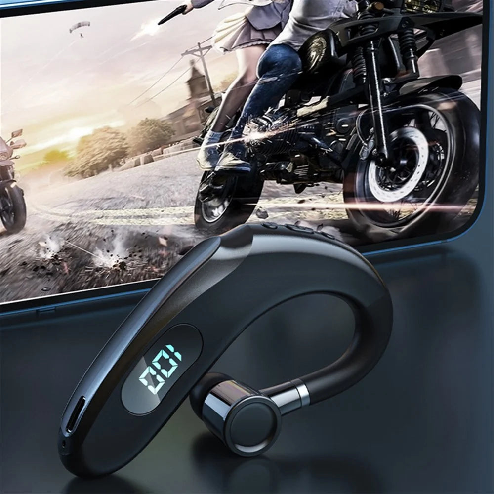 Q20 Wireless Bluetooth-compatible Headphones with LED Digital Display Single Ear Hook Earphones - White - 3