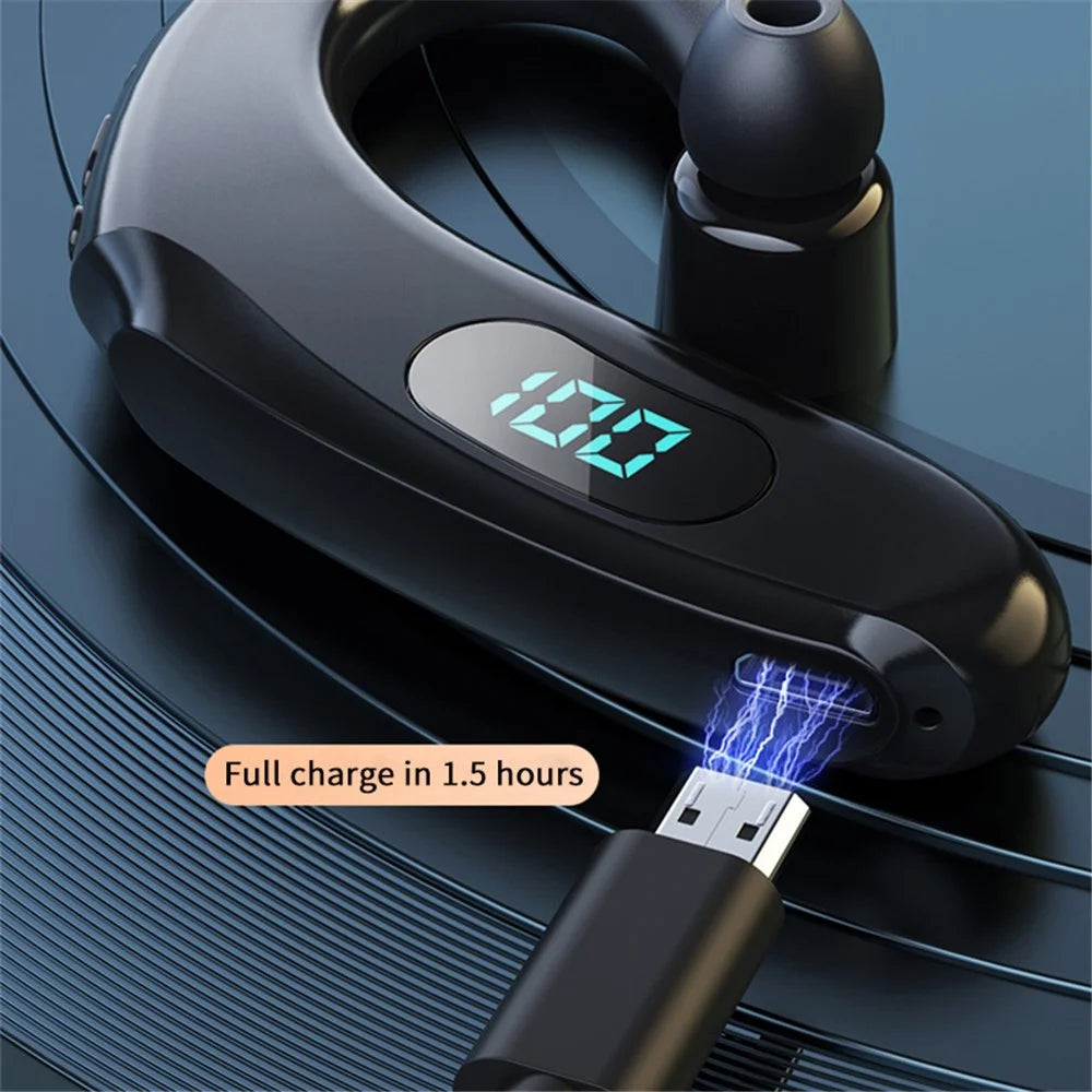 Q20 Wireless Bluetooth-compatible Headphones with LED Digital Display Single Ear Hook Earphones - White - 4