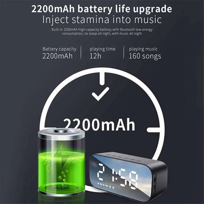 BT518 Portable Wireless Bluetooth-compatible Speaker Subwoofer Music Speaker with LED Digital Alarm Clock for Laptops Mobile Phones (CE) - 7