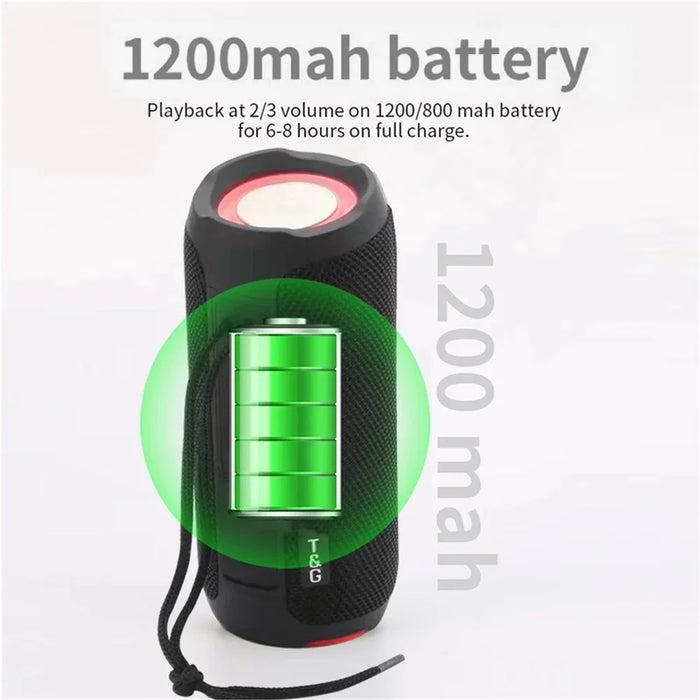 TG227 Outdoor Portable Wireless Bluetooth Speaker IPX5 Waterproof Subwoofer Stereo Sound Amplifier USB Speaker Support FM TF (CE) - Camouflage - 6