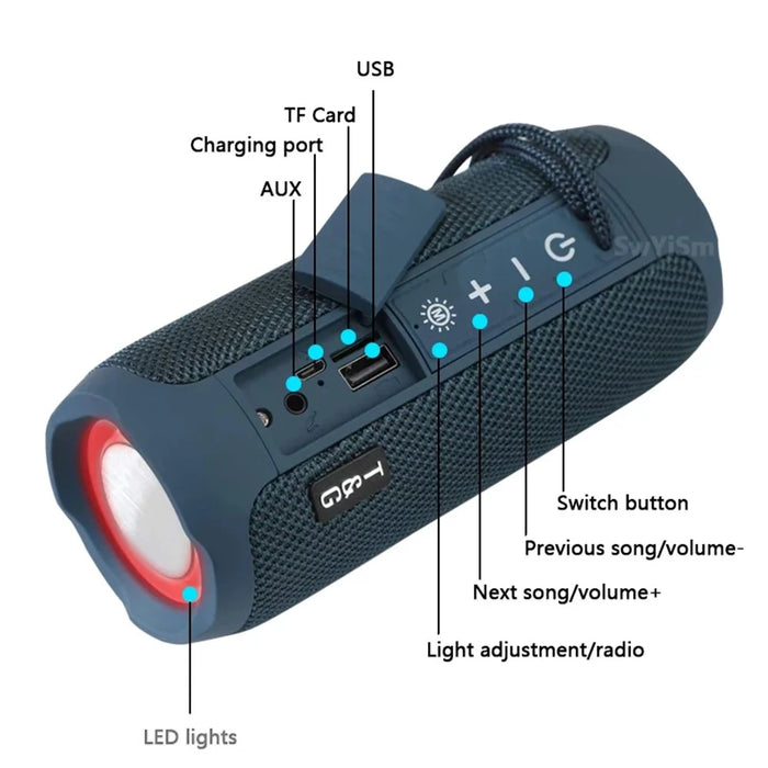 TG227 Outdoor Portable Wireless Bluetooth Speaker IPX5 Waterproof Subwoofer Stereo Sound Amplifier USB Speaker Support FM TF (CE) - Camouflage - 7