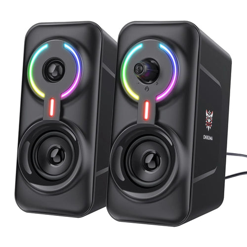 ONIKUMA L6 USB Wired Powered Laptop Notebook Computer Speaker 3D Stereo Sound Effect RGB Atmosphere Lights with One-Knob Control - 1