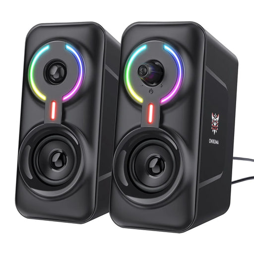 ONIKUMA L6 USB Wired Powered Laptop Notebook Computer Speaker 3D Stereo Sound Effect RGB Atmosphere Lights with One-Knob Control - 1