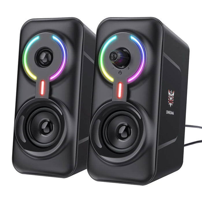 ONIKUMA L6 USB Wired Powered Laptop Notebook Computer Speaker 3D Stereo Sound Effect RGB Atmosphere Lights with One-Knob Control - 1