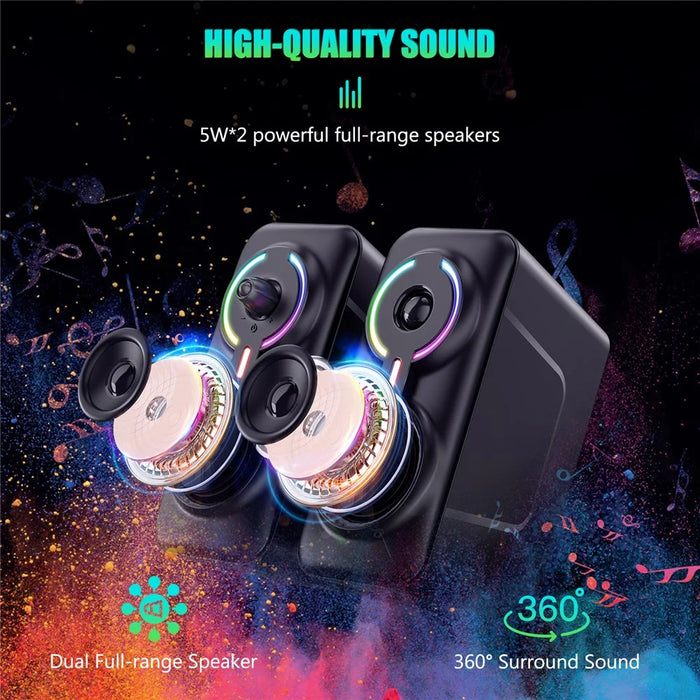 ONIKUMA L6 USB Wired Powered Laptop Notebook Computer Speaker 3D Stereo Sound Effect RGB Atmosphere Lights with One-Knob Control - 5