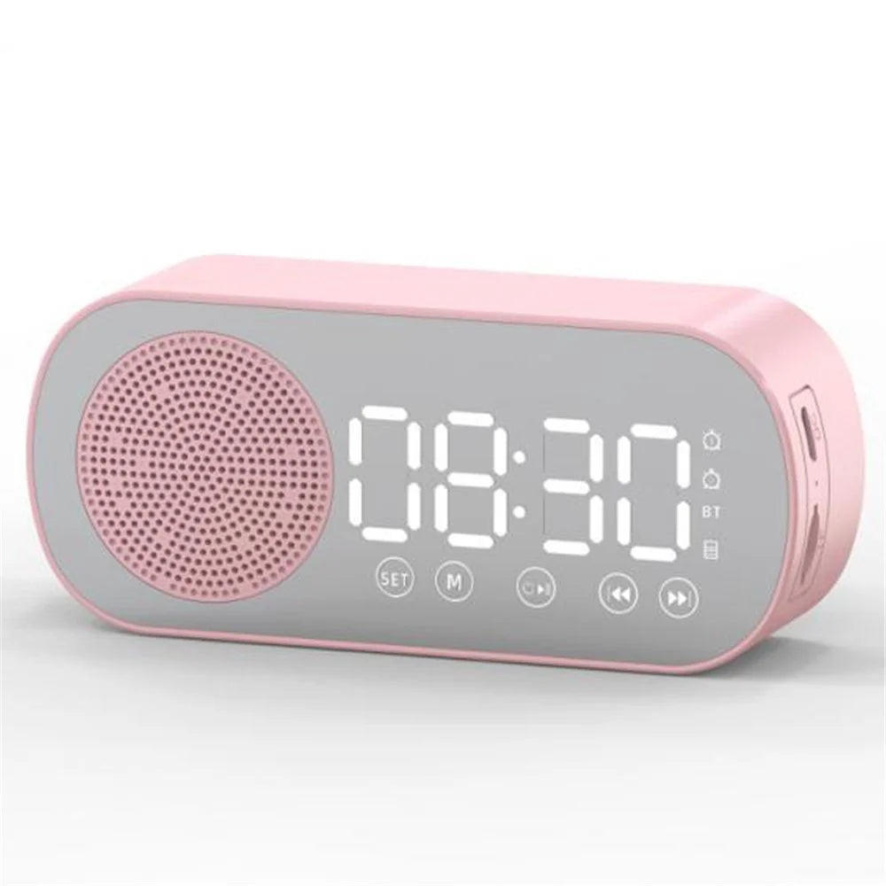 Z7 Portable Wireless Speaker Digital Bluetooth-compatible 5.0 Sound Amplifier Multifunction Mirror Alarm Clock with FM Radio Music - Pink - 1