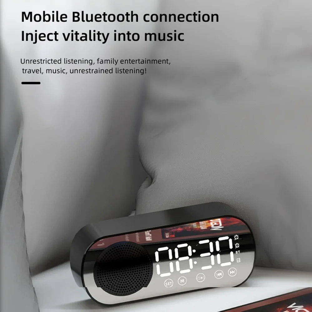 Z7 Portable Wireless Speaker Digital Bluetooth-compatible 5.0 Sound Amplifier Multifunction Mirror Alarm Clock with FM Radio Music - Pink - 3