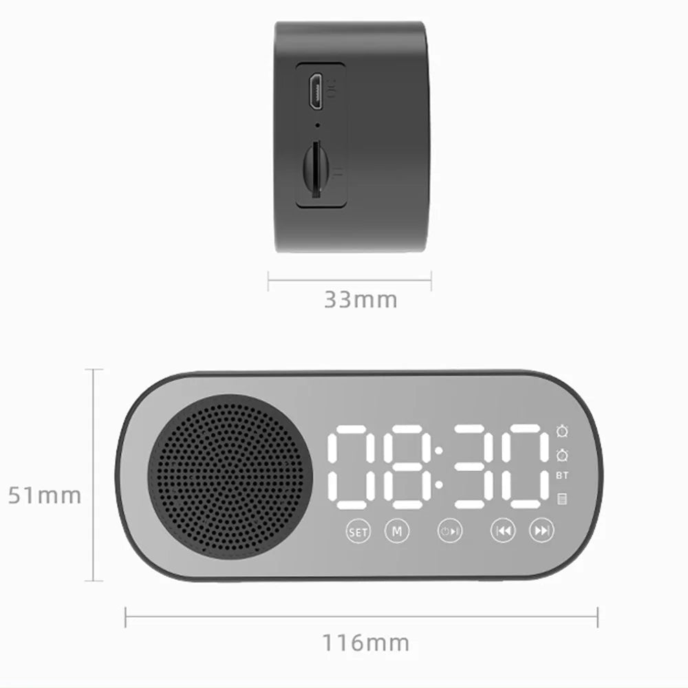 Z7 Portable Wireless Speaker Digital Bluetooth-compatible 5.0 Sound Amplifier Multifunction Mirror Alarm Clock with FM Radio Music - Pink - 7