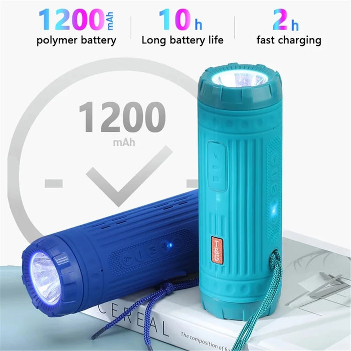 T&G TG312 Portable Bluetooth-compatible Speaker Wireless Bike FM Radio Outdoor Waterproof Soundbar Loudspeaker with Flashlight - Blue - 4