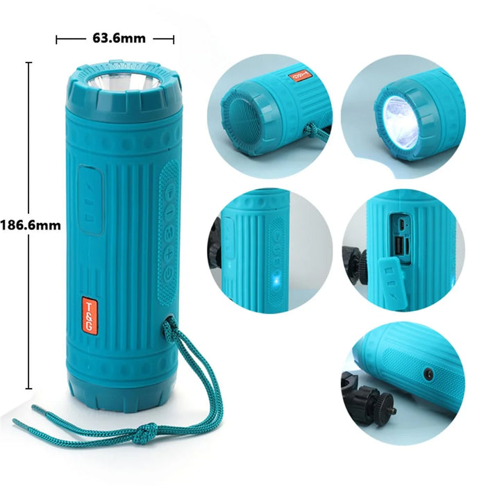 T&G TG312 Portable Bluetooth-compatible Speaker Wireless Bike FM Radio Outdoor Waterproof Soundbar Loudspeaker with Flashlight - Blue - 6