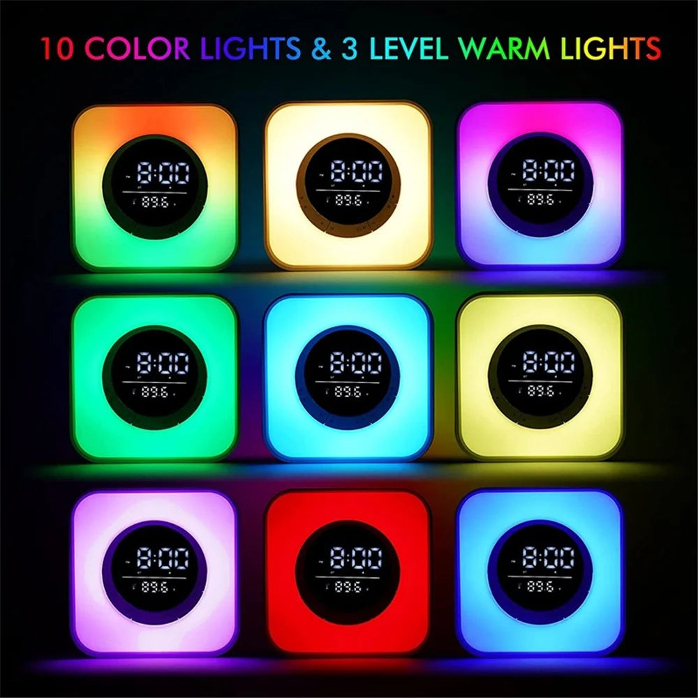 P10 Multifunction Bluetooth-compatible Speaker Color Changing LED Touch Mood Light Digital Alarm Clock Thermometer (CE Certified) - 4