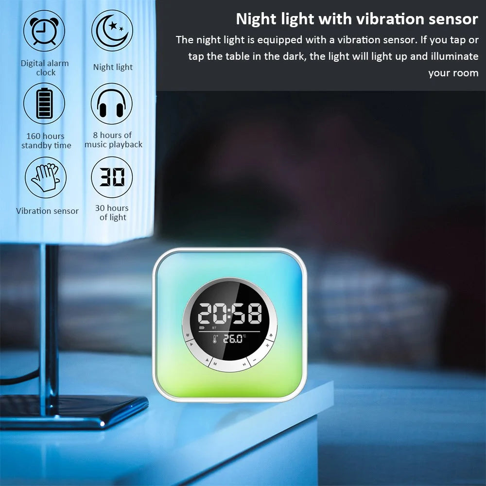 P10 Multifunction Bluetooth-compatible Speaker Color Changing LED Touch Mood Light Digital Alarm Clock Thermometer (CE Certified) - 6
