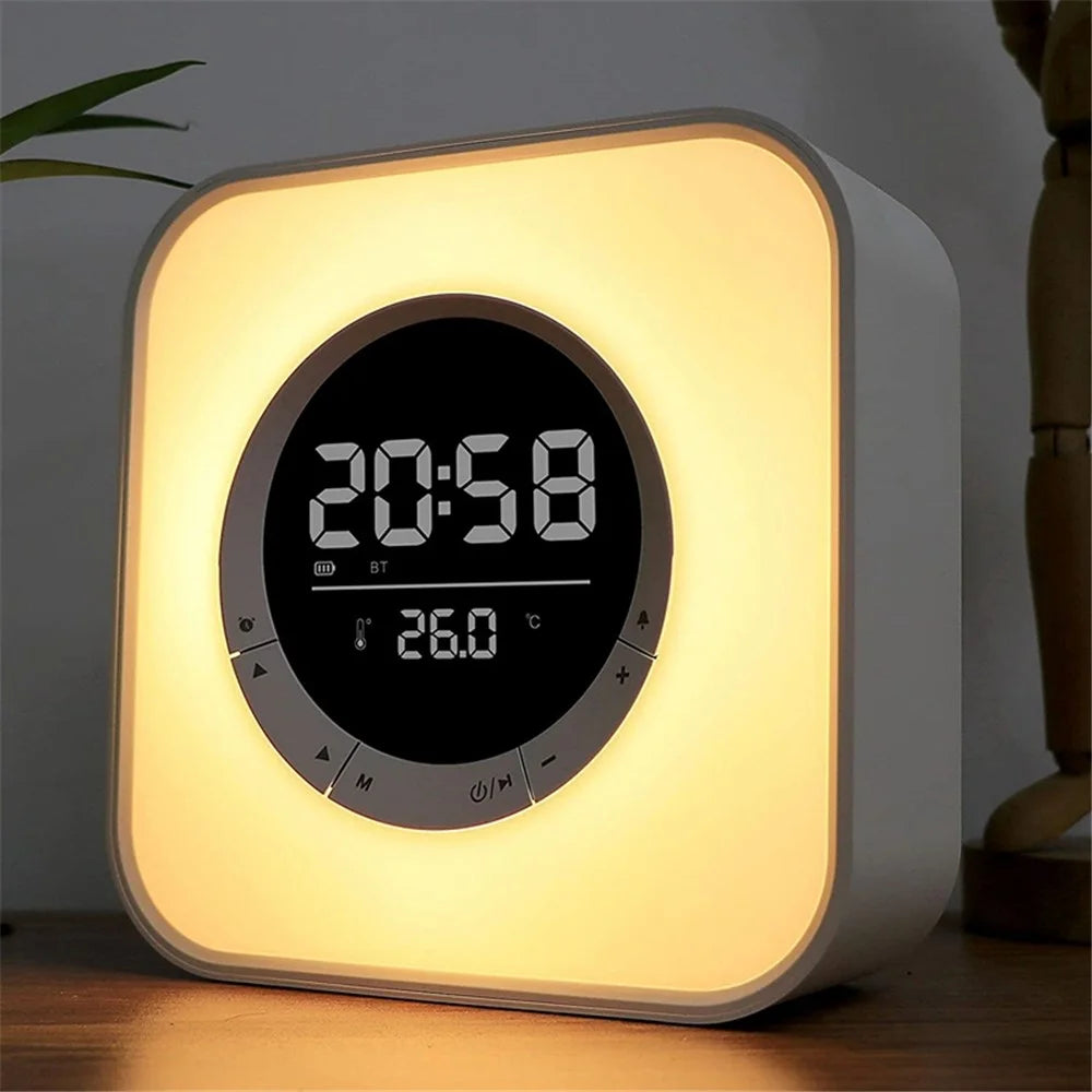 P10 Multifunction Bluetooth-compatible Speaker Color Changing LED Touch Mood Light Digital Alarm Clock Thermometer (CE Certified) - 7