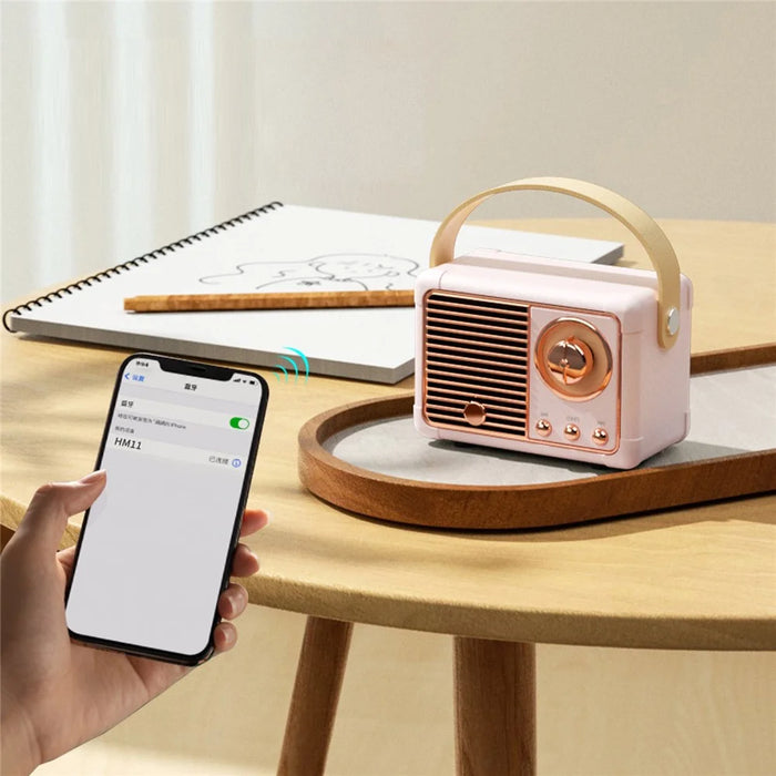HM11 2nd Gen Retro Bluetooth-compatible Speaker Portable Wireless Speaker Support U-disk TF Card AUX - Pink - 3