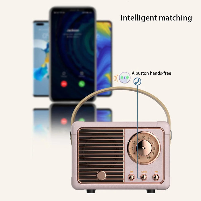 HM11 2nd Gen Retro Bluetooth-compatible Speaker Portable Wireless Speaker Support U-disk TF Card AUX - Pink - 7