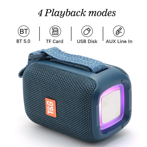 T&G TG339 Portable Bluetooth-compatible Speaker High Power Shockproof Subwoofer Speaker with RGB Light/Handle Support FM/TF (CE) - Blue - 2