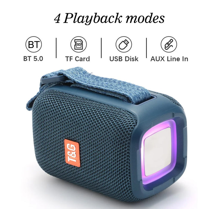 T&G TG339 Portable Bluetooth-compatible Speaker High Power Shockproof Subwoofer Speaker with RGB Light/Handle Support FM/TF (CE) - Blue - 2