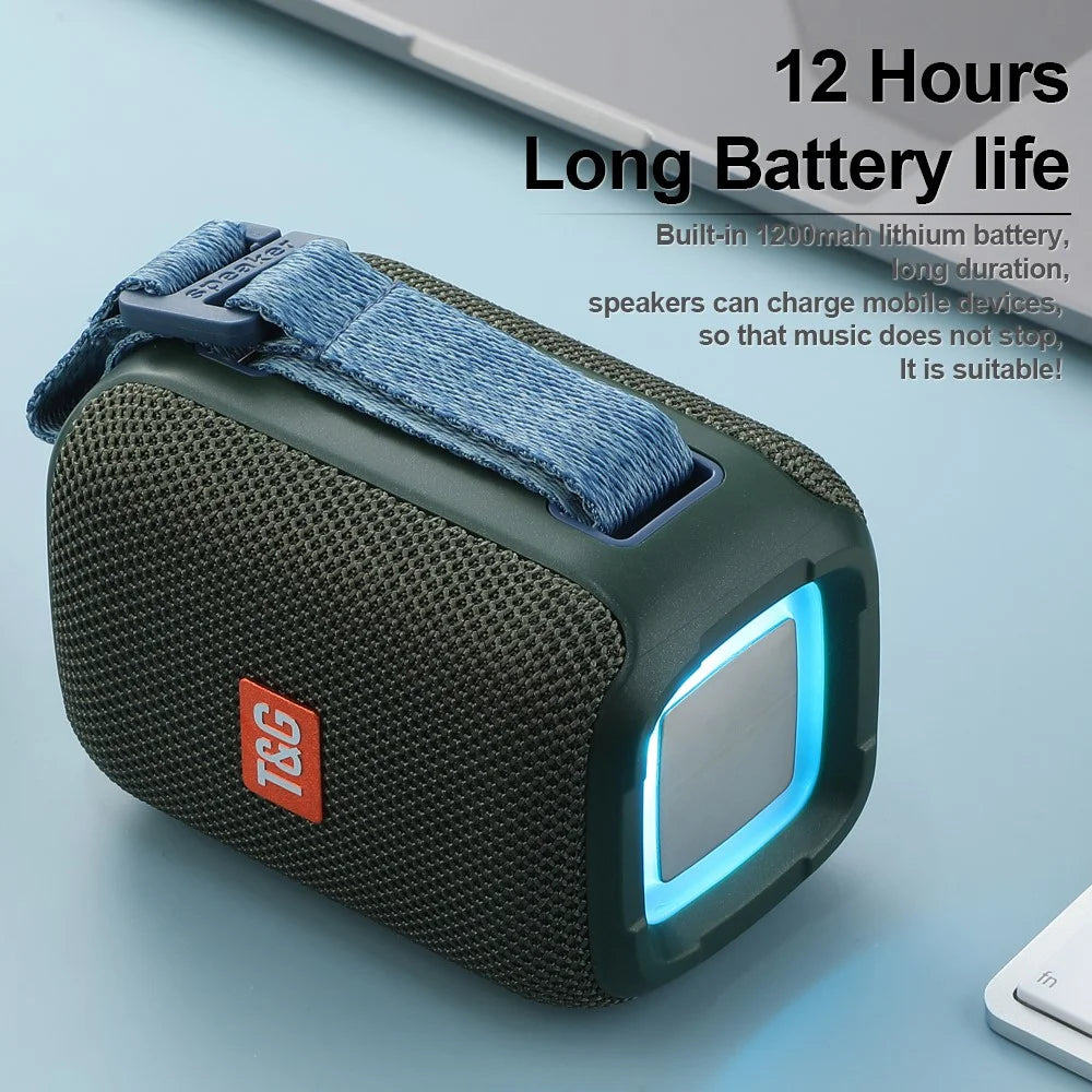 T&G TG339 Portable Bluetooth-compatible Speaker High Power Shockproof Subwoofer Speaker with RGB Light/Handle Support FM/TF (CE) - Blue - 4