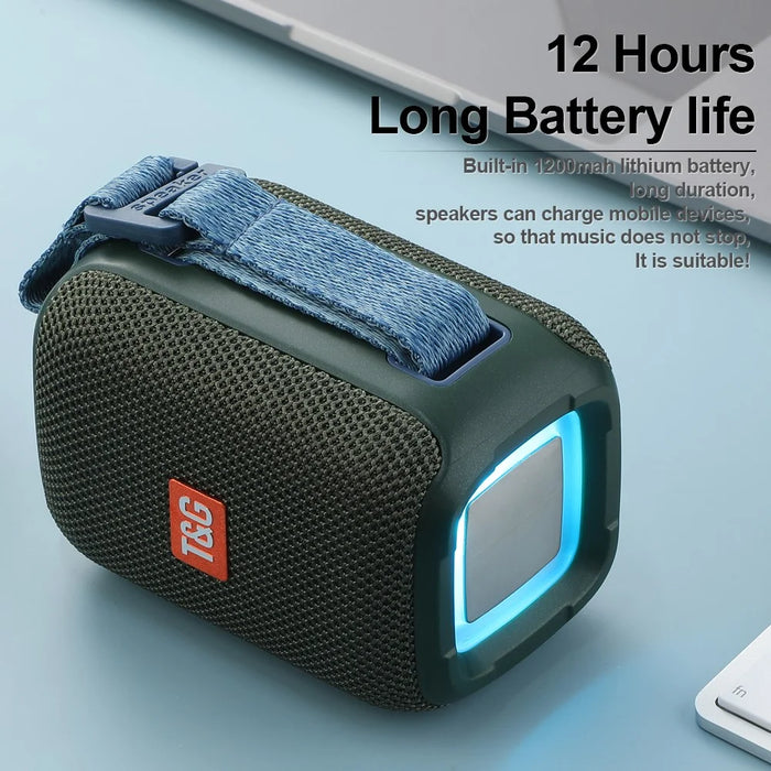 T&G TG339 Portable Bluetooth-compatible Speaker High Power Shockproof Subwoofer Speaker with RGB Light/Handle Support FM/TF (CE) - Blue - 4