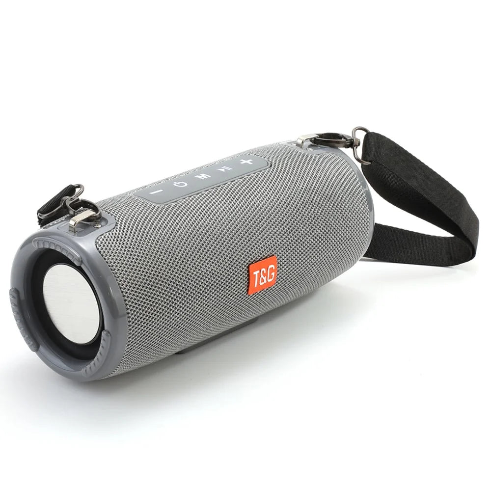 T&G TG324 Bluetooth-compatible Speaker High Power Dustproof Portable Subwoofer Speaker Sound Amp with Shoulder Strap Support FM/TF for Laptops Mobile Phones (CE) - Grey - 1