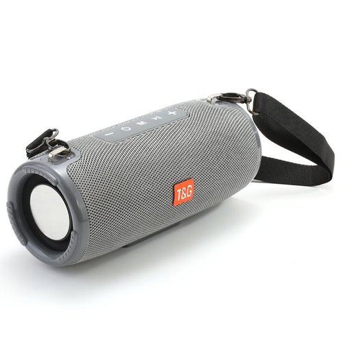 T&G TG324 Bluetooth-compatible Speaker High Power Dustproof Portable Subwoofer Speaker Sound Amp with Shoulder Strap Support FM/TF for Laptops Mobile Phones (CE) - Grey - 1