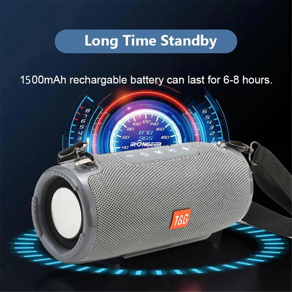 T&G TG324 Bluetooth-compatible Speaker High Power Dustproof Portable Subwoofer Speaker Sound Amp with Shoulder Strap Support FM/TF for Laptops Mobile Phones (CE) - Grey - 2