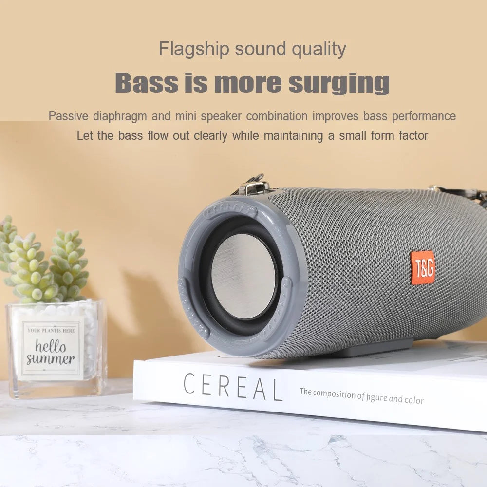 T&G TG324 Bluetooth-compatible Speaker High Power Dustproof Portable Subwoofer Speaker Sound Amp with Shoulder Strap Support FM/TF for Laptops Mobile Phones (CE) - Grey - 4