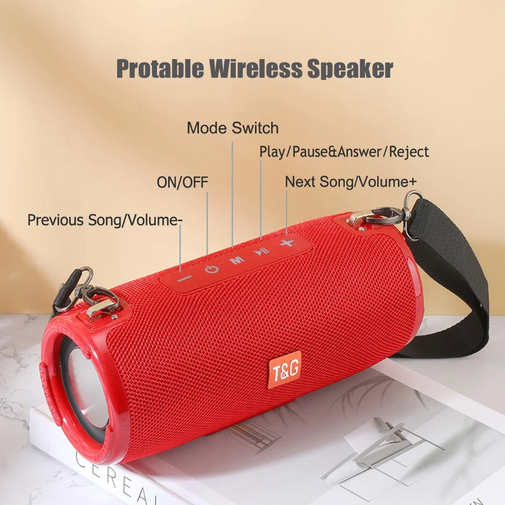 T&G TG324 Bluetooth-compatible Speaker High Power Dustproof Portable Subwoofer Speaker Sound Amp with Shoulder Strap Support FM/TF for Laptops Mobile Phones (CE) - Grey - 6