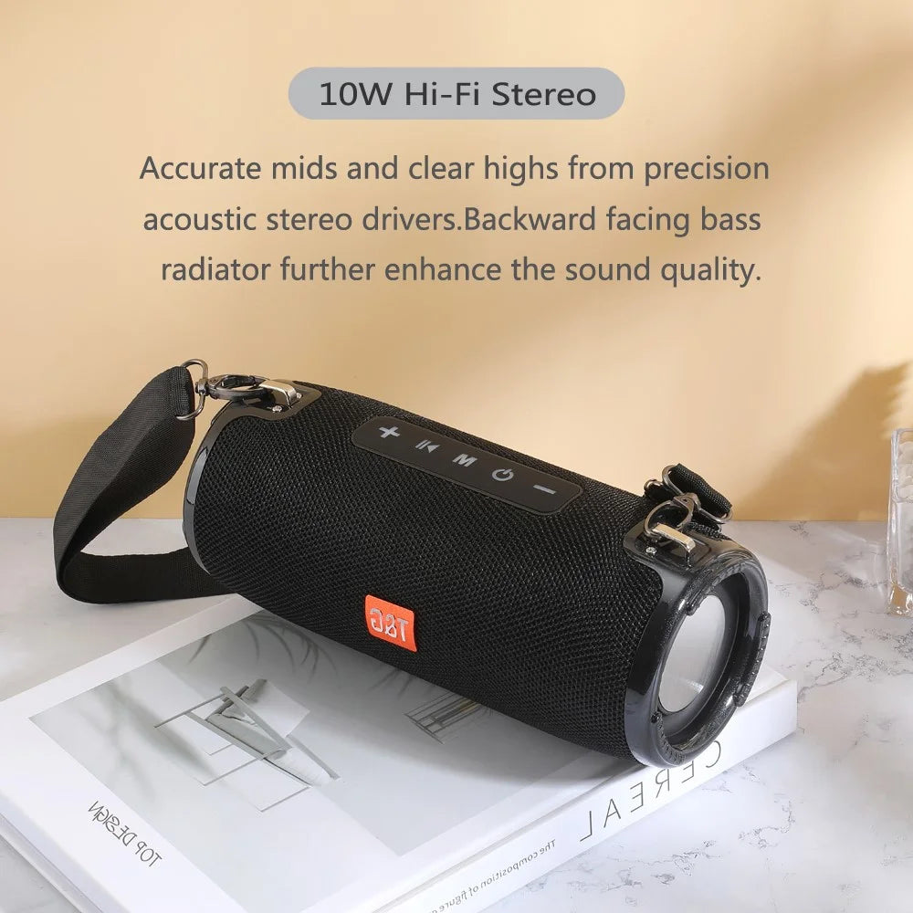 T&G TG324 Bluetooth-compatible Speaker High Power Dustproof Portable Subwoofer Speaker Sound Amp with Shoulder Strap Support FM/TF for Laptops Mobile Phones (CE) - Grey - 7