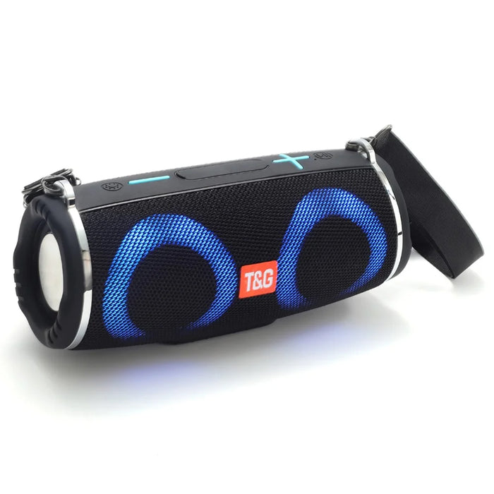 T&G TG642 RGB Light Bluetooth-compatible Speaker High Power Waterproof Wireless Speaker Support FM/TF Portable Subwoofer Speaker with Shoulder Strap for Laptops (CE) - Black - 1