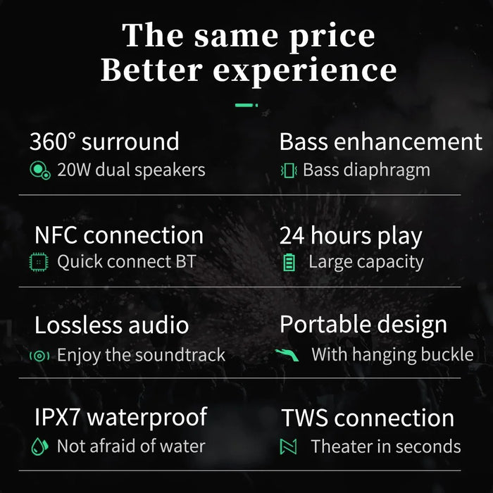 CYBORIS CYB-X7 Portable TWS Bluetooth-compatible Speaker Power Bank Support NFC Touch Connection - 3