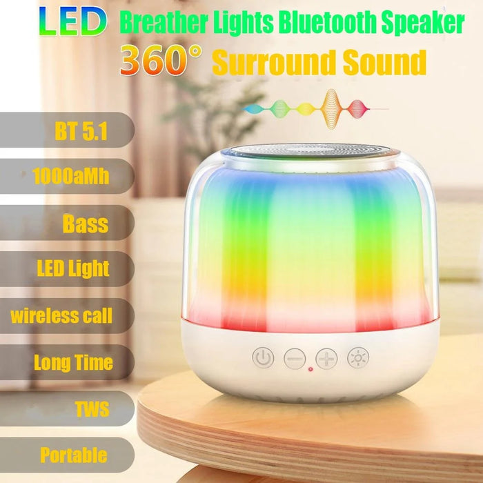 JY12 Portable Mini Speaker with 360 Degrees Full-screen RGB LED Light Multi-Color Changing Wireless Bluetooth-compatible Subwoofer - White - 2