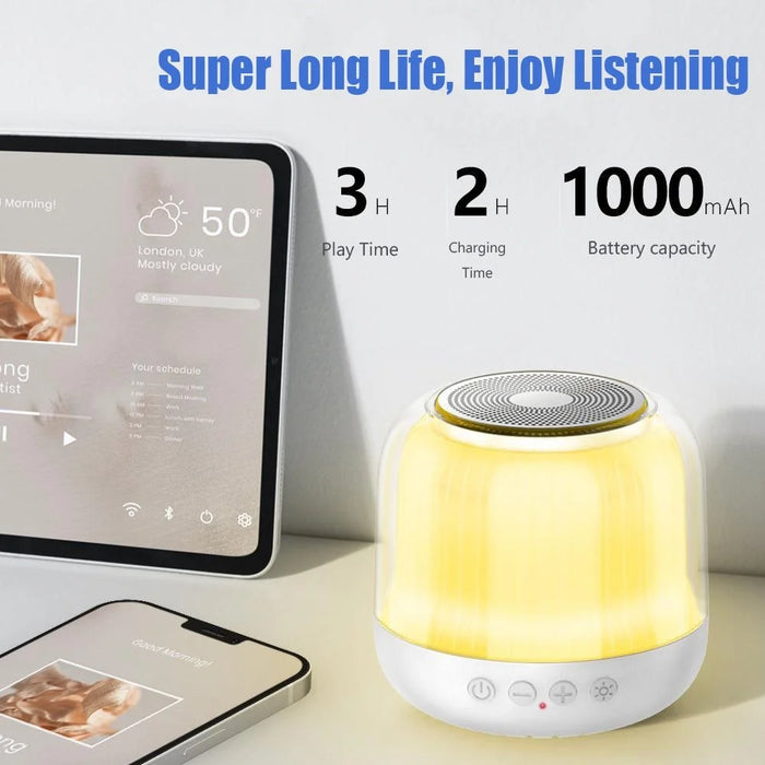JY12 Portable Mini Speaker with 360 Degrees Full-screen RGB LED Light Multi-Color Changing Wireless Bluetooth-compatible Subwoofer - White - 3