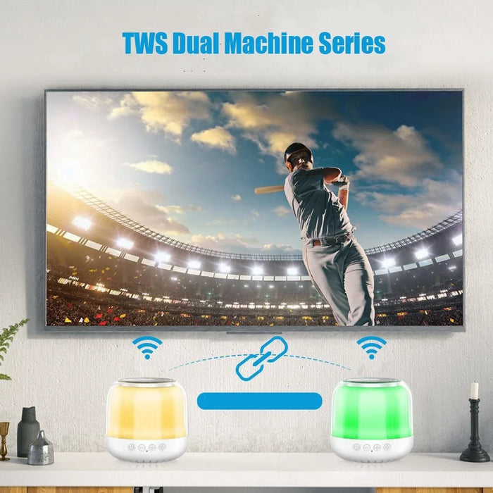 JY12 Portable Mini Speaker with 360 Degrees Full-screen RGB LED Light Multi-Color Changing Wireless Bluetooth-compatible Subwoofer - White - 5