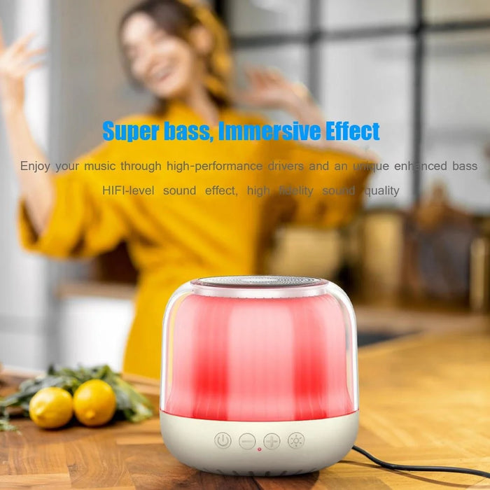 JY12 Portable Mini Speaker with 360 Degrees Full-screen RGB LED Light Multi-Color Changing Wireless Bluetooth-compatible Subwoofer - White - 7