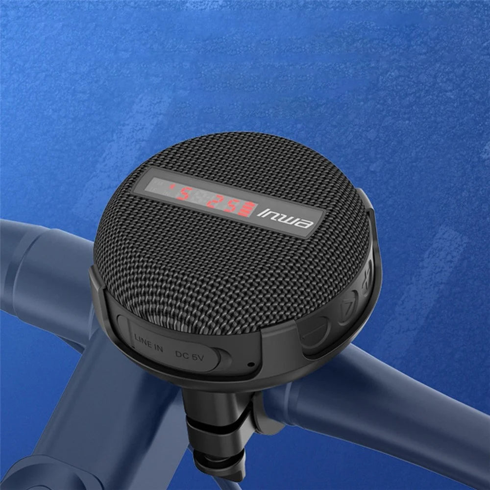 INWA Outdoor Riding Wireless Speaker with Smart LED Digital Display Portable Bluetooth-compatible Speaker lPX65 Waterproof Subwoofer Sound Amplifier Support Hands-Free Calling (CE) - Black - 1