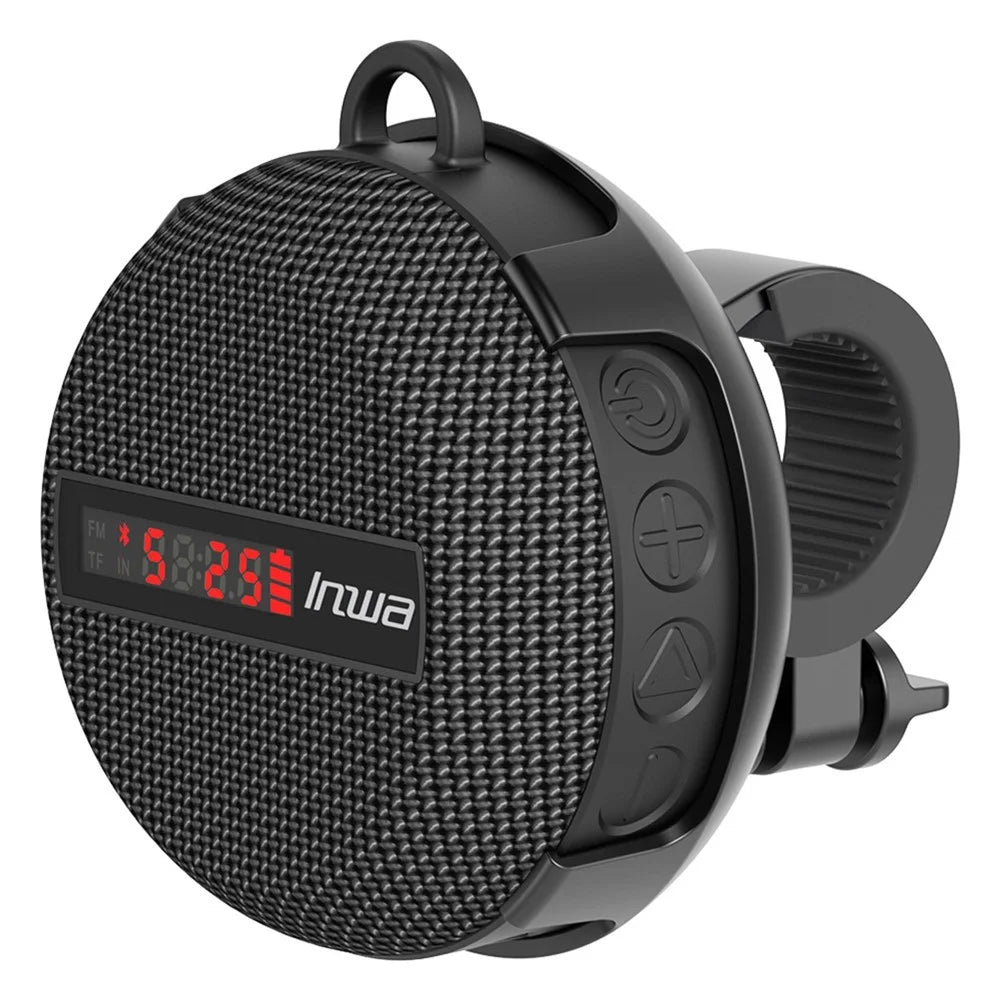 INWA Outdoor Riding Wireless Speaker with Smart LED Digital Display Portable Bluetooth-compatible Speaker lPX65 Waterproof Subwoofer Sound Amplifier Support Hands-Free Calling (CE) - Black - 2
