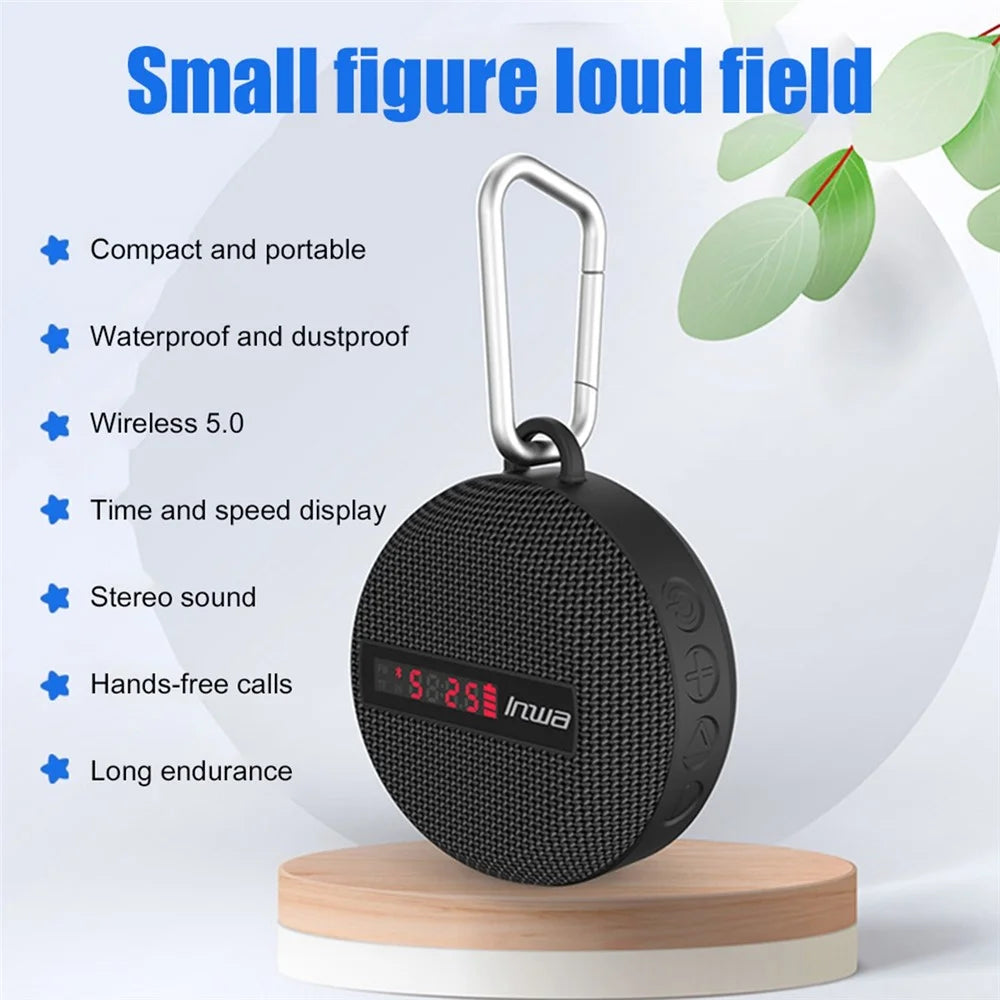 INWA Outdoor Riding Wireless Speaker with Smart LED Digital Display Portable Bluetooth-compatible Speaker lPX65 Waterproof Subwoofer Sound Amplifier Support Hands-Free Calling (CE) - Black - 6