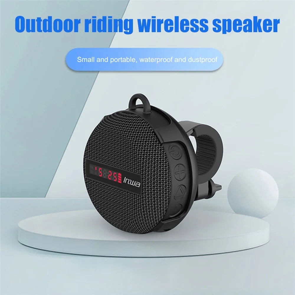 INWA Outdoor Riding Wireless Speaker with Smart LED Digital Display Portable Bluetooth-compatible Speaker lPX65 Waterproof Subwoofer Sound Amplifier Support Hands-Free Calling (CE) - Black - 7