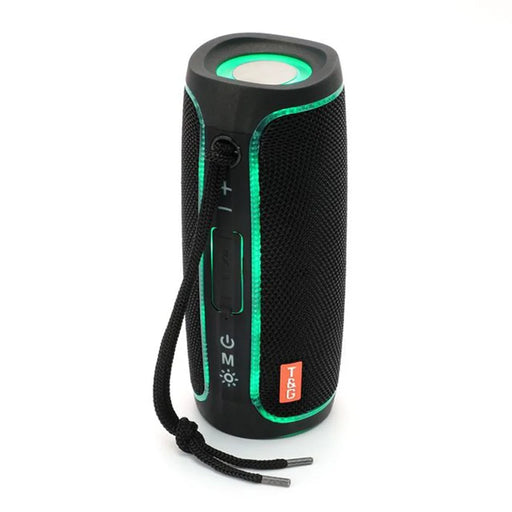 T&G TG288 TWS Soundbar Portable Bluetooth-compatible Speaker Wireless Car HiFi Sound System Subwoofer with LED Light - Black/Green - 1