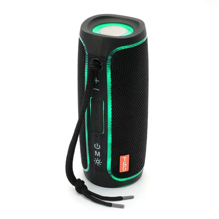 T&G TG288 TWS Soundbar Portable Bluetooth-compatible Speaker Wireless Car HiFi Sound System Subwoofer with LED Light - Black/Green - 1