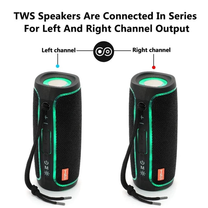 T&G TG288 TWS Soundbar Portable Bluetooth-compatible Speaker Wireless Car HiFi Sound System Subwoofer with LED Light - Black/Green - 6